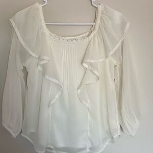 Madison Cream‎ Ruffled 3/4 Sleeve Blouse women size xs